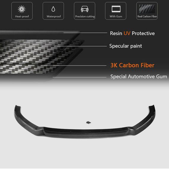Накладка на передній бампер Lip V1 (для S-Line 2017-2020 HB, Карбон) для Ауди A3 рр | Зображення 4