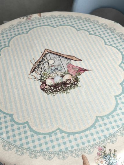 Скатертина гобеленова BLUE BUNNIES Limaso, Ø160, Кругла, Великодній, Без люрексу, 40% поліестер, 60% бавовна, Гобелен | Зображення 4