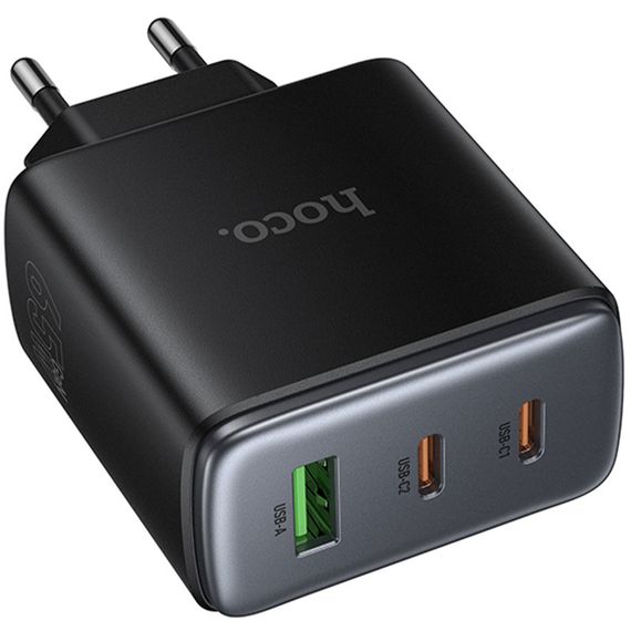 СЗУ Hoco C160A Upgrade PD65W+QC3.0 (1USB-A/2C) Black | Зображення 5