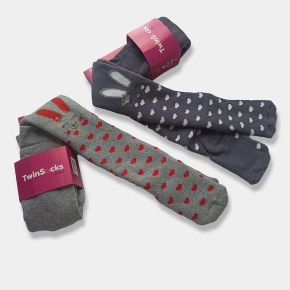 Махрові колготи для дівчинки з малюнком зайчик в короні сірий ТмTwinsocks | Зображення 4