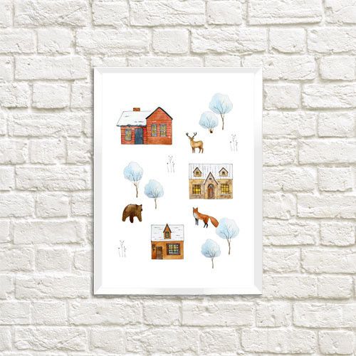 Постер в рамке Зима 21x30 см (A4)