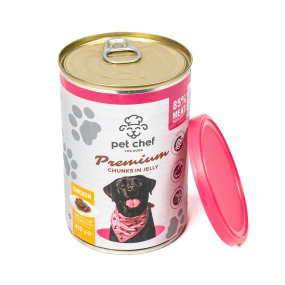 Вологий корм для собак Pet Chef шматочки в желе з куркою 415 г | Зображення 2