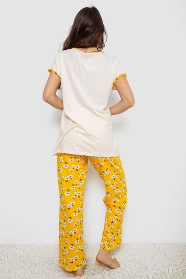 Пижама женская с принтом  -уценка, цвет молочный, 243R1600-002-U-5 | Зображення 3