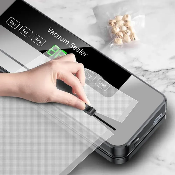 Вакуумний пакувальник для продуктів з LED-дисплеєм та різаком, FKJ-5100 / Побутовий вакууматор / Машинка для вакуумного пакування | Зображення 4