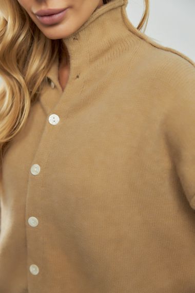 Теплий в'язаний кардиган на ґудзиках - кавовий цвет, ONE SIZE (є розміри) | Зображення 3