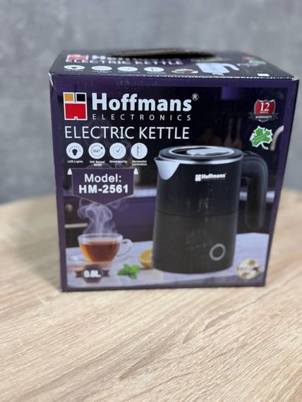 Электрочайник Hoffmans HM-2561 компактный 0,8л металл и пластик скрытый нагревательный элемент 1000 Вт Черный | Зображення 5