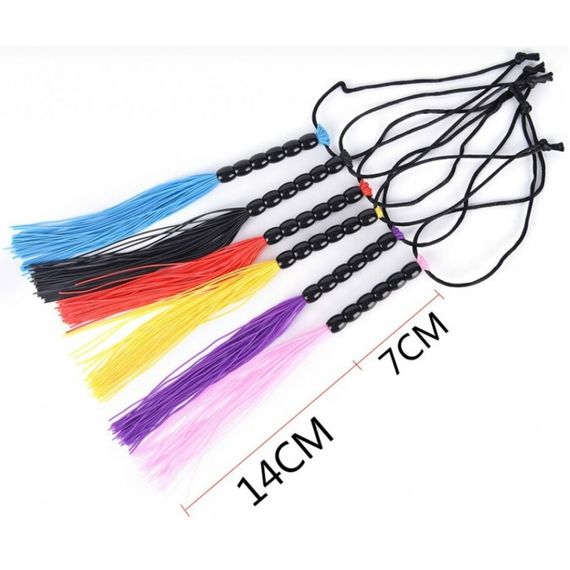 Флоггер маленький, з рукояттю з 6 довгастих кульок, жовтий, 22 см | Зображення 2