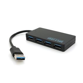 Хаб USB 3.0, 4 порти, плоский, чорний, підтримка до 2TB, кабель 0,14 м, Blister