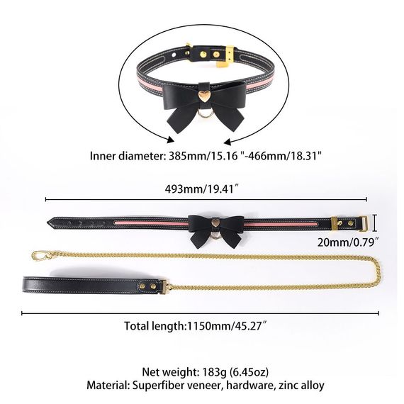 Повідець LOCKINK SEVANDA Love Heart Butterfly Leather Collar Set - Black | Зображення 7