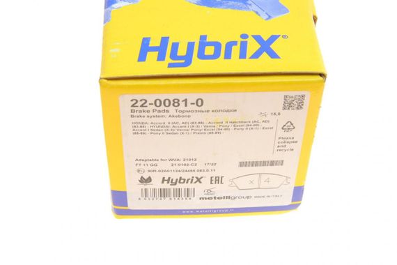 Колодки гальмівні передні Hyundai Accent 94-00 Honda Accord -85 22-0081-0 | Зображення 6