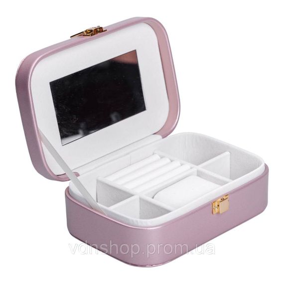 Шкатулка для украшений из эко кожи 20×14×7 см с зеркалом органайзер для ювелирных изделий HP-5-32P | Зображення 1