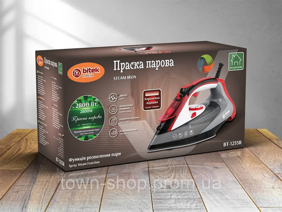 Утюг паровой с керамической подошвой 2800Вт BITEK BT-1255R | Зображення 1