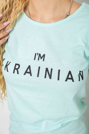 Футболка жіноча з патріотичним принтом, колір м'ятний, 244R2213 | Зображення 4