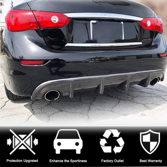 Дифузор заднього бампера V1 (для Q50 Base/Sport 2014-2017, Карбон) для Infiniti Q50/Q60 рр | Зображення 1