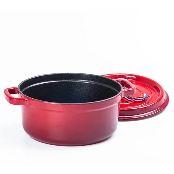 Кокотниця чавунна з емальованим покриттям 3л діаметр 23см темно-червоний | Зображення 4