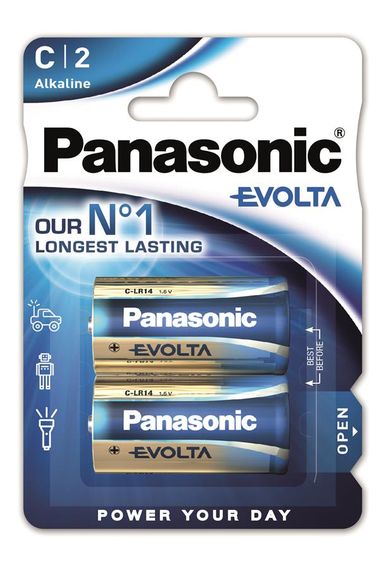Батарейка Panasonic EVOLTA щелочная C(LR14) блистер, 2 шт. (LR14EGE/2BP)