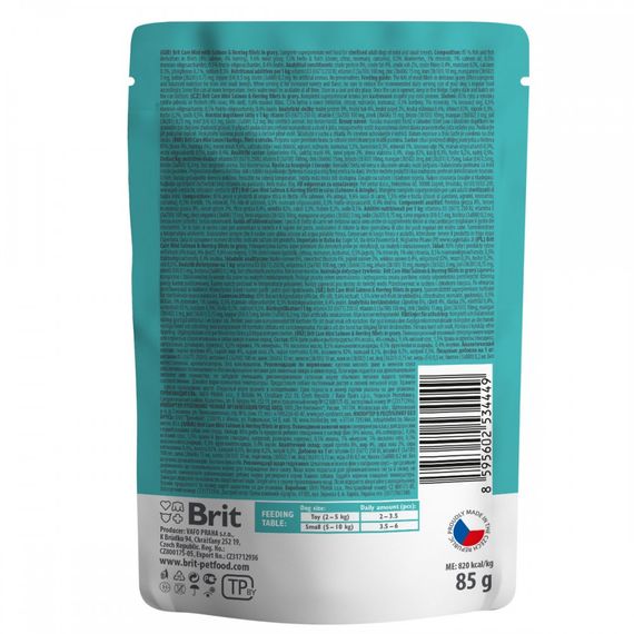 Корм вологий Brit Care Mini для дорослих собак мініатюрних порід філе з лососем та оселедцем в соусі 85 г | Зображення 2