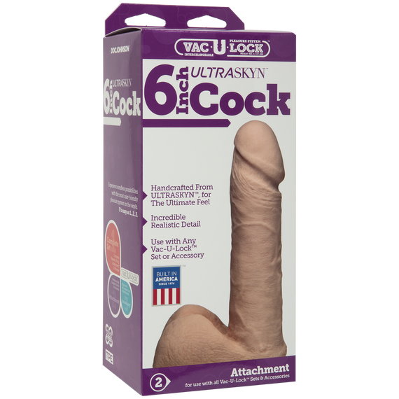 Фалоімітатор Doc Johnson Vac-U-Lock - 6 Inch ULTRASKYN Cock White, діаметр 4,3 см Sex Aura | Зображення 2