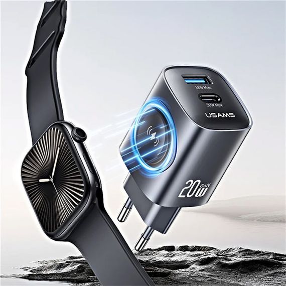 МЗП Usams US-CC293 T67 Multifunctional iWatch Charger 20W (1USB-A/1C) Tarnish | Зображення 2