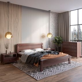 Двоспальне дерев'яне ліжко Mebigrand Тоскана Горіх темний 140х200 см (MBG-3517)