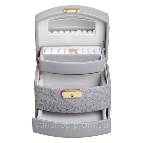 Шкатулка для украшений из эко кожи 3 яруса с замком органайзер для ювелирных изделий HP-5-23G