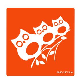 Трафарет для био-тату Совы d050-15*15см, размер 15х15см