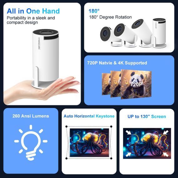 Смарт-проектор HY300 PRO с Android TV 11.0 поддержкой 4K WiFi 6 и Bluetooth 5.0 | Зображення 3