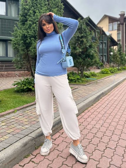 Женская теплая водолазка на термо флисе Ri291 цвет голубой, размер 42/46 | Зображення 3