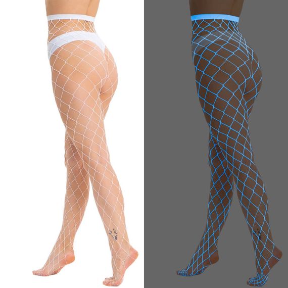 Колготки у велику сітку (світяться в темряві)  Babydoll 48 Білий yg135-2 | Зображення 9