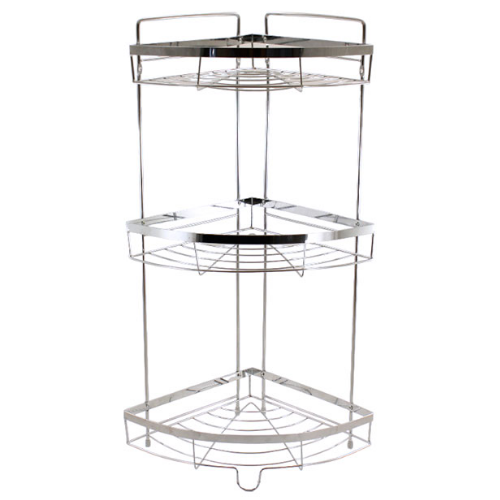 Полиця для ванної кімнати кутова 3-ярусна 23*23*54,5см DD-B020 Оптима