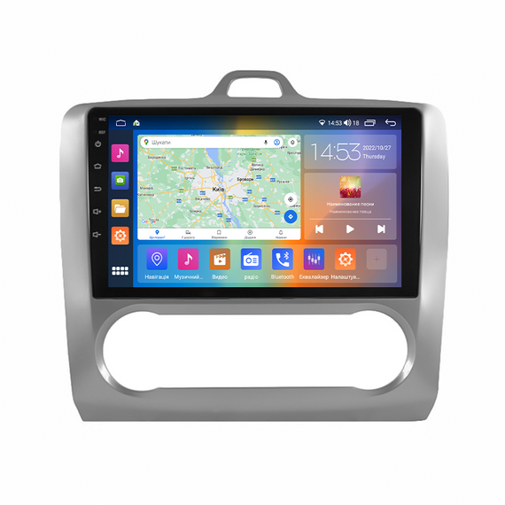 Штатна магнітола 9" Lesko для Ford Focus II 2004-2008 4/64Gb CarPlay 4G Wi-Fi GPS Prime Форд