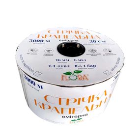 Стрічка крапельна Flora з плоским емітером Ø16 мм 20 см 8 міл 1.38 л 1000 м (5076554)