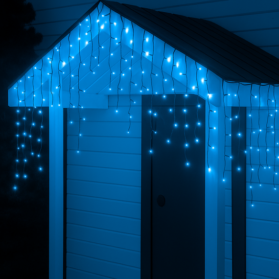 Вулична гірлянда Бахрома 6 м 105 LED синій, білий дріт, ефект флеш | Зображення 1