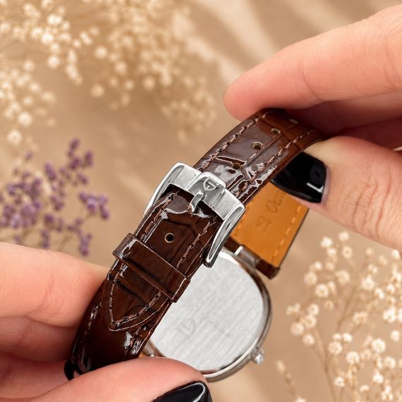 Жіночий годинник Pagani Design PD-1825 Silver-Brown Leather зі шкіряним ремінцем | Зображення 3