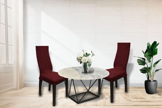 Жакардові чохли на стільці Roza без спідниці Бордові