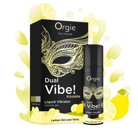 Рідкий вібратор Orgie Dual Vibe! Lemon Gin And Tonic Kissable Liquid Vibrator, 15 мл | Зображення 1