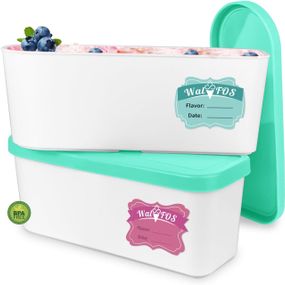 Контейнери для домашнього морозива комплект 2 шт 1.6 л, багаторазові з кришкою для йогуртів, сорбетів, зелені, лоток, судок