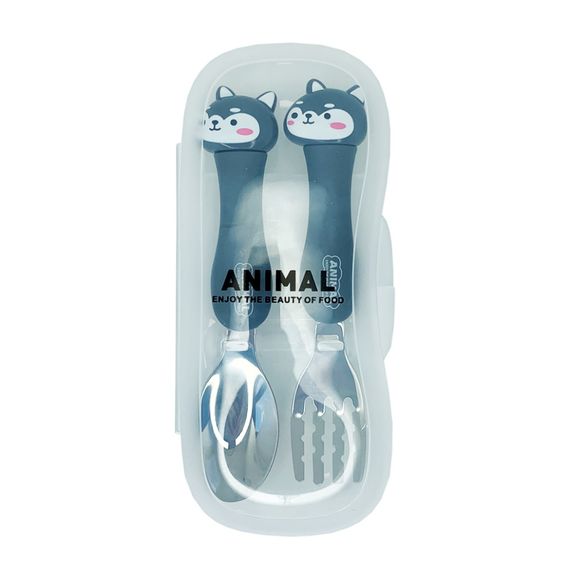 Дитячий набір ложка та виделка "Кіт чорний" MGZ-0102(Cat-Black) у футлярі | Зображення 1