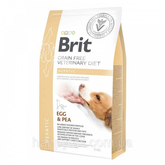 Беззерновой лечебный корм Brit VetDiet Hepatic для собак при болезнях печени, 2 кг