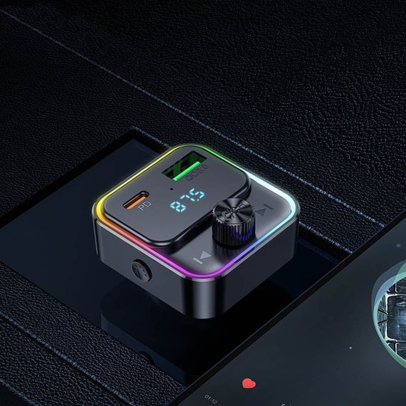 АЗП FM модулятор Hoco E81 Fantasy 30W (1USB-A/1C) Black | Зображення 6