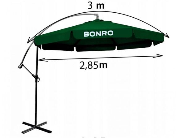 Парасоля садова з нахилом зелена Bonro B-7218 3м 6 спиць | Зображення 5