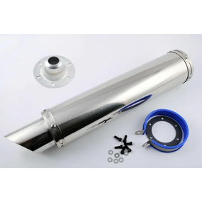 Глушитель тюнинг мото    420*100mm, креп. Ø78mm (нержавейка, хром)