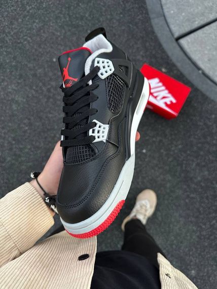 Зимові кросівки Nike Air Jordan 4 Retro (black & red) | Зображення 8