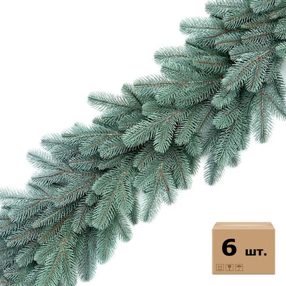 Хвойные гирлянды Lux литые голубые (упаковка 6 штук по 1,2 м)