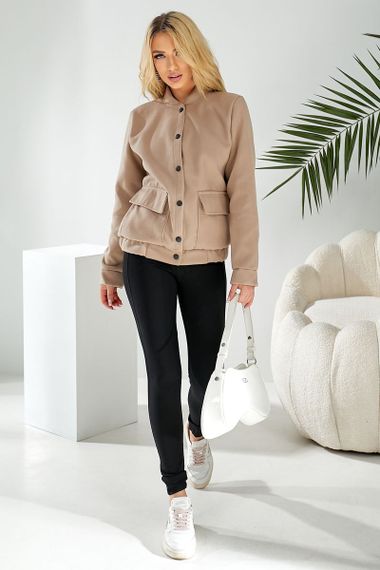 Бомбер женский искусственный кашемир, цвет бежевый, 257R325 | Зображення 4