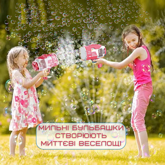 Генератор Мильних Бульбашок Електричний На Акумуляторі 73 Отвори Рожевий | Зображення 3