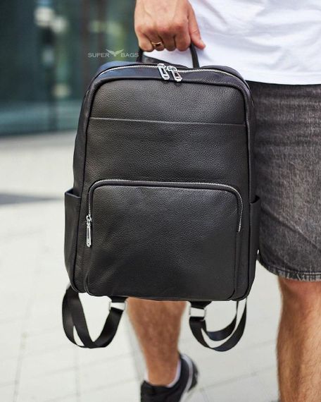 Чоловічий шкіряний рюкзак для ноутбука і подорожей чорний Tiding Bag 59331 | Зображення 5