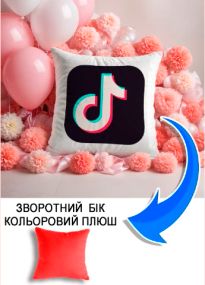 Подушка плюшева Мерч Крафт Дизайн з принтом tiktok 02 червоний плюш квадратна 33х33 см