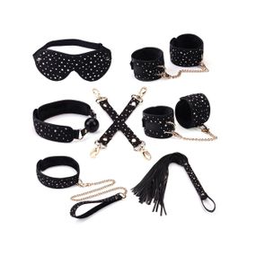 Набір Liebe Seele Stary Nights 7pcs Bondage Kit, фіксатори, нашийник з повідцем, кляп, флогер, маска Sex Aura