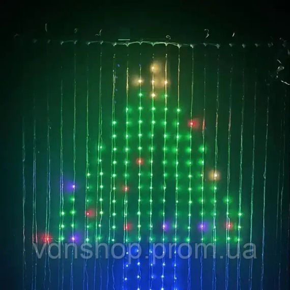 Гирлянда Штора от сети 3х3 м 400LED RGB + пульт дистанционного управления, SF-1 / Умная гирлянда с приложением на телефон | Зображення 4